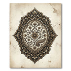 Ornate Bronze Paisley Floral Medallion Rug