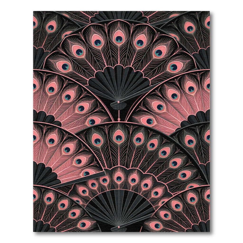 Art Deco Blush Peacock Fan Repeating Rug