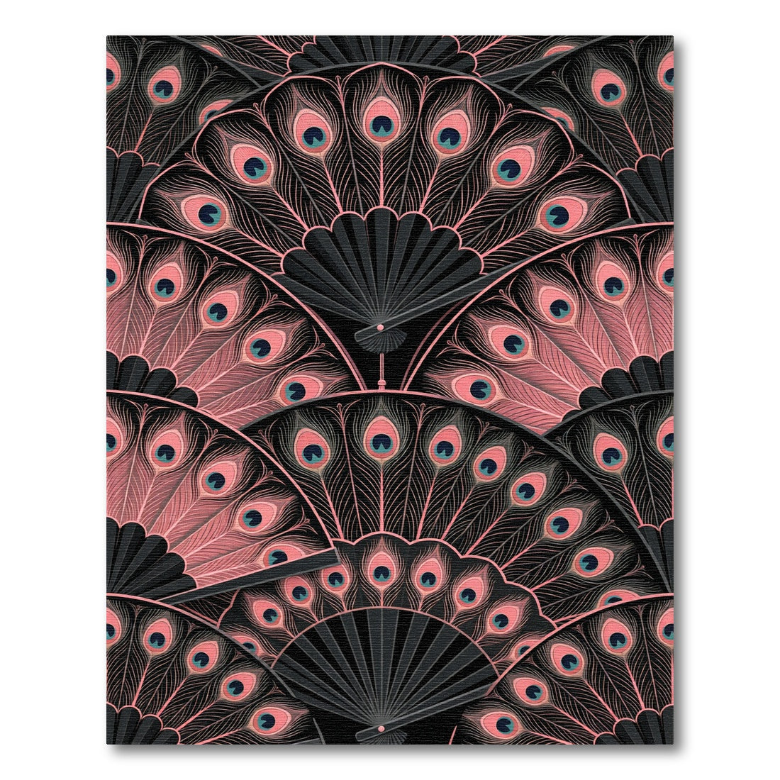 Art Deco Blush Peacock Fan Repeating Rug