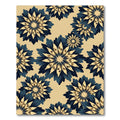 Navy Blue Blooming Petal Floral Rug