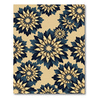 Navy Blue Blooming Petal Floral Rug