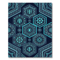 Neon Cyan Hexagon Tribal Totem Rug