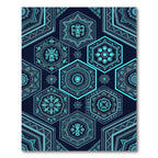 Neon Cyan Hexagon Tribal Totem Rug