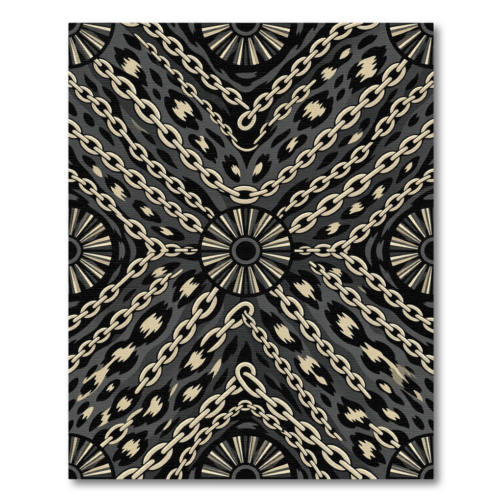 Black Gold Chain Leopard Print Rug