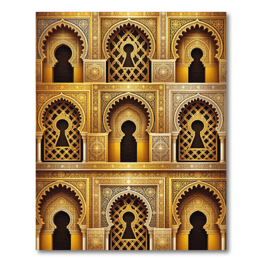 Ornate Golden Arch Lattice Filigree Rug