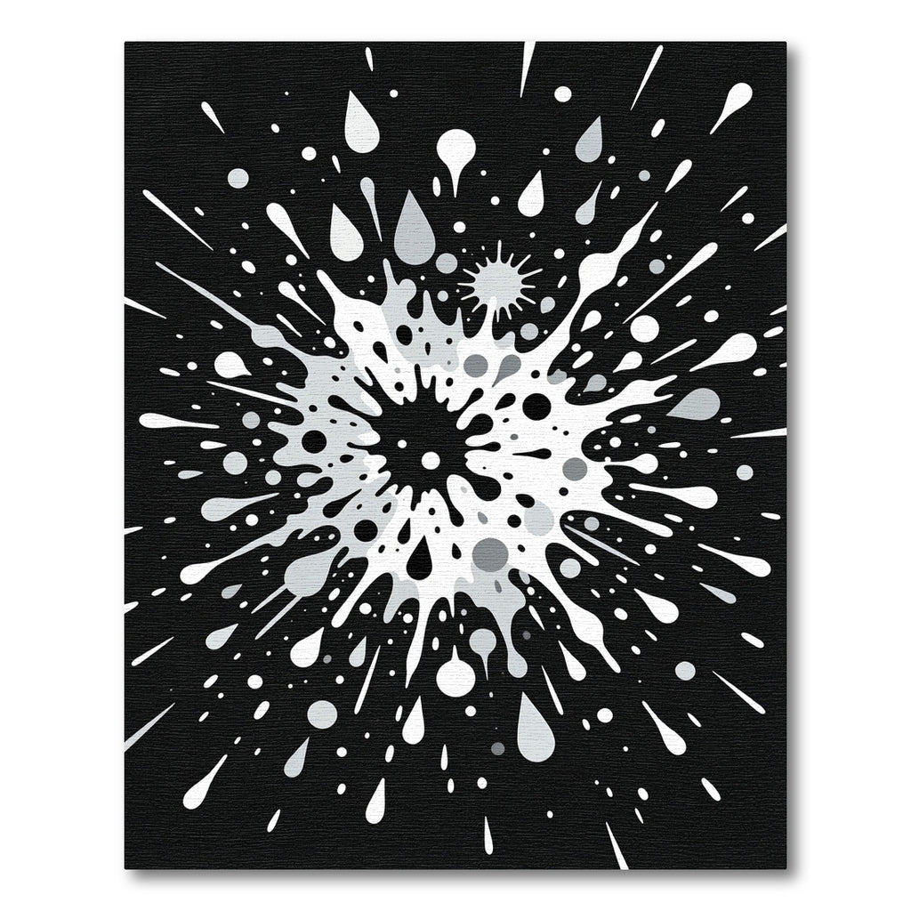 Dynamic White Splatter Burst Rug