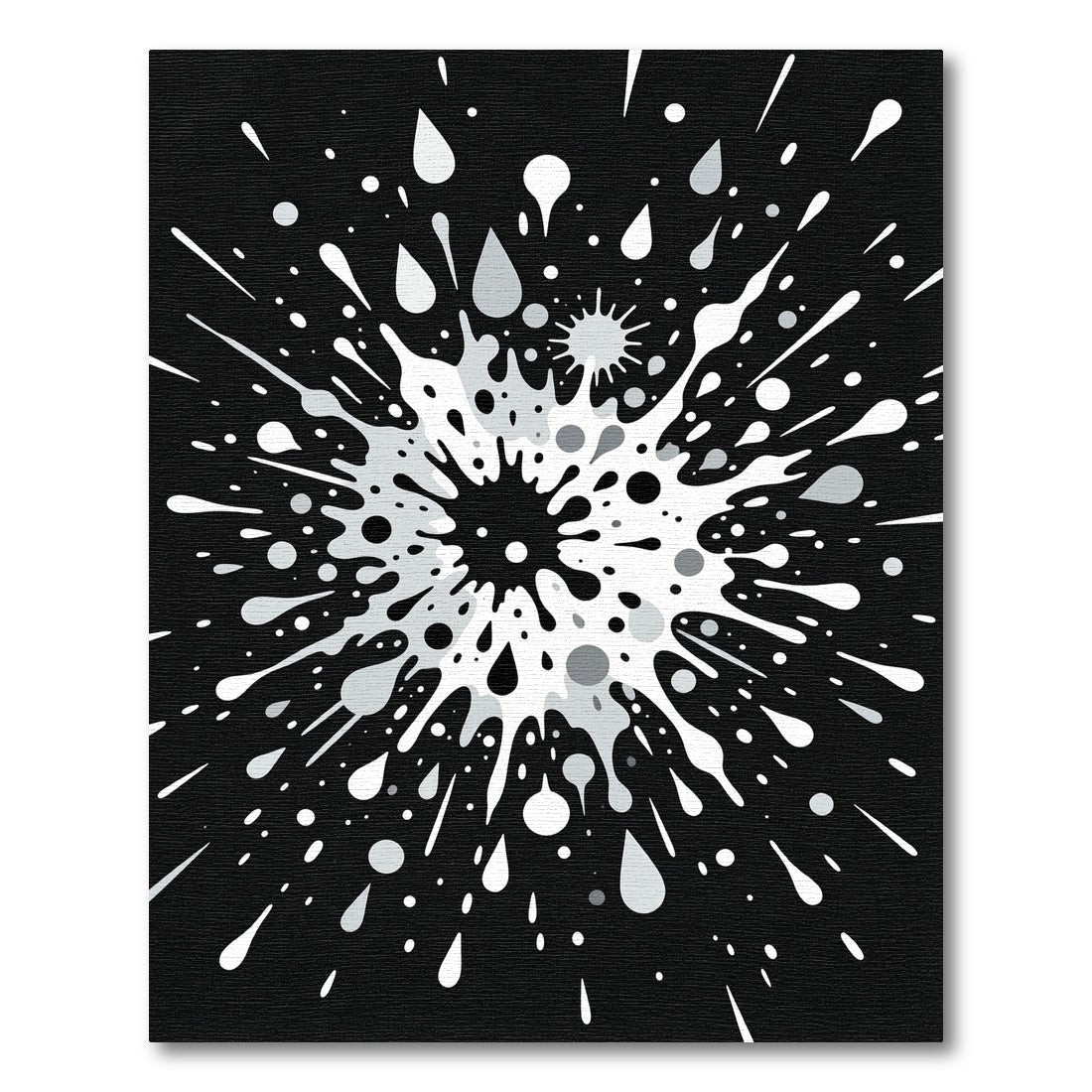Dynamic White Splatter Burst Rug