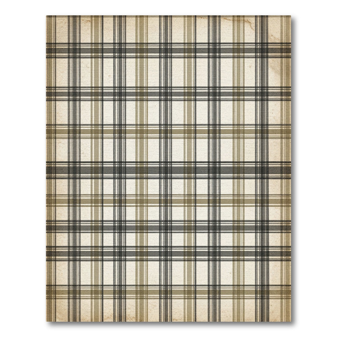 Vintage Beige Plaid Checkered Rug