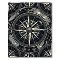 Vintage Compass Nautical Monochromatic Map Rug
