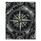 Vintage Compass Nautical Monochromatic Map Rug