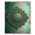 Elegant Emerald Filigree Scroll Medallion Art Rug