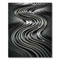 Modern Black Wavy Layered Rug