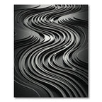 Modern Black Wavy Layered Rug