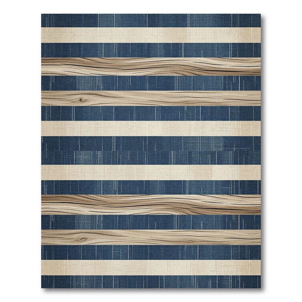 Textured Indigo and Wood Grain Stripe Rug