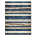 Textured Indigo and Wood Grain Stripe Rug