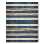 Textured Indigo and Wood Grain Stripe Rug