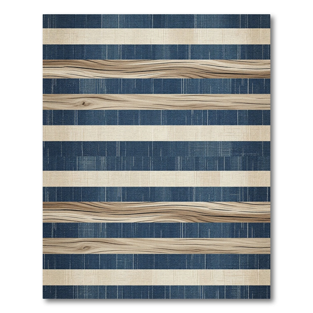Textured Indigo and Wood Grain Stripe Rug