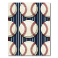 Classic Baseball Navy Striped Graphic Rug