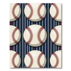Classic Baseball Navy Striped Graphic Rug