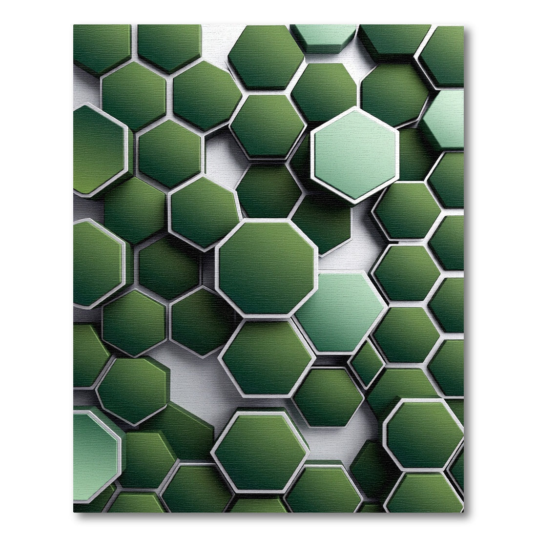 Emerald Geometric Hexagon Layered Art Rug