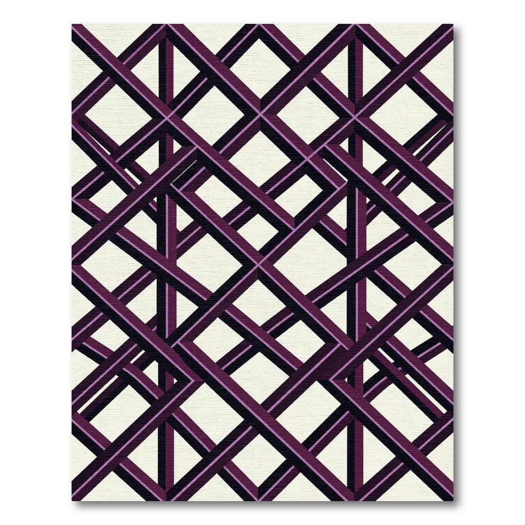 Geometric Purple Interlocking Lattice Illusion Rug