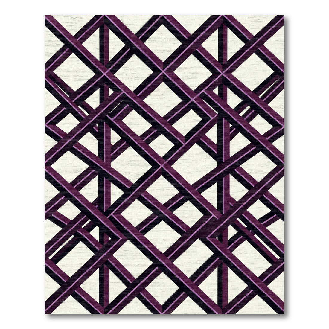 Geometric Purple Interlocking Lattice Illusion Rug