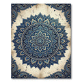 Intricate Navy Blue Lotus Mandala Rug