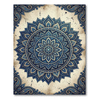 Intricate Navy Blue Lotus Mandala Rug