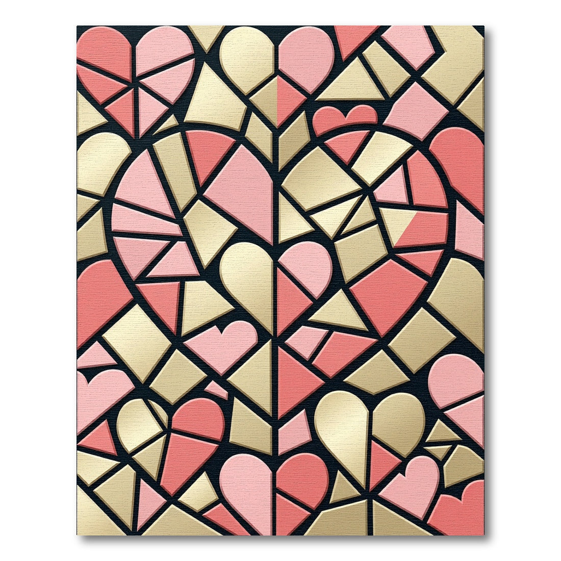 Pink Gold Geometric Heart Collage Rug