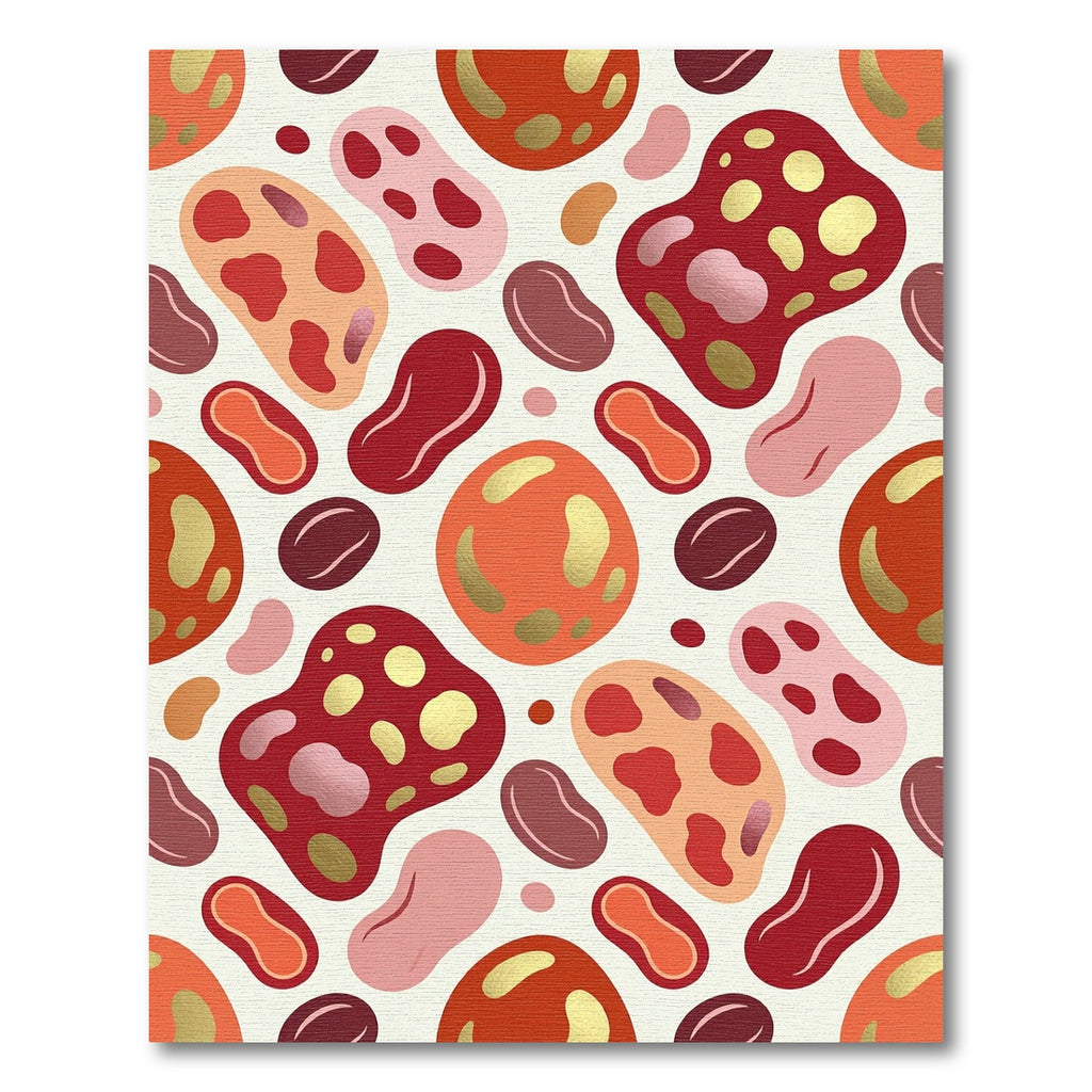 Abstract Red Pink Gold Biomorphic Forms Rug