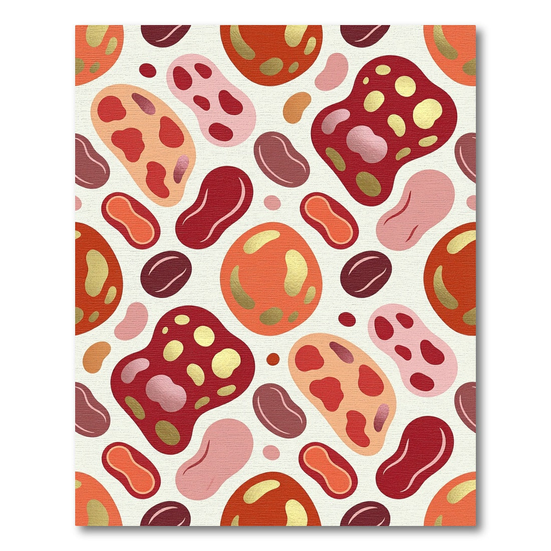 Abstract Red Pink Gold Biomorphic Forms Rug