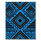 Electric Blue Geometric Aztec Pyramid Rug