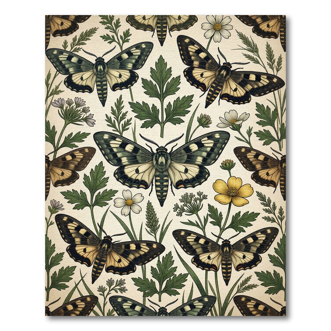 Botanical Moths and Wildflower Meadow Rug