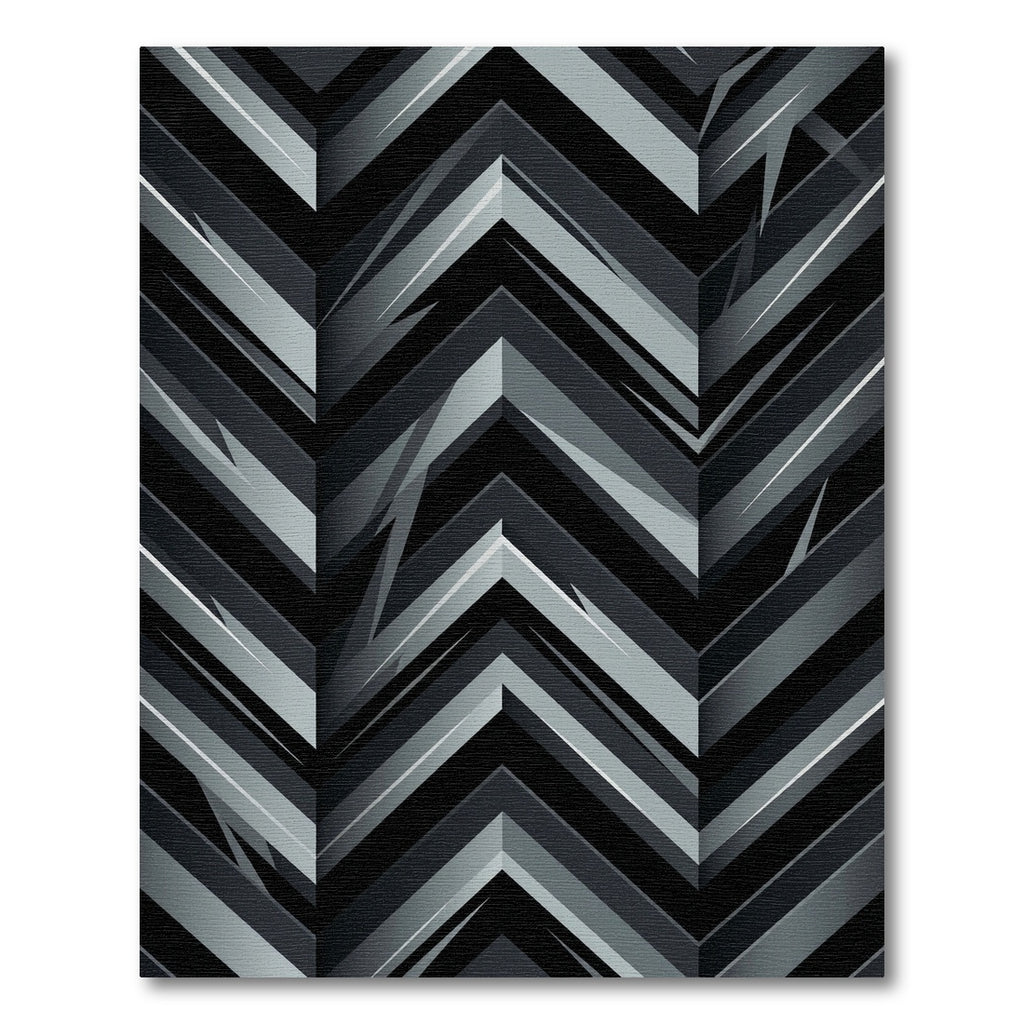 Modern Monochromatic Geometric Chevron Layered Rug