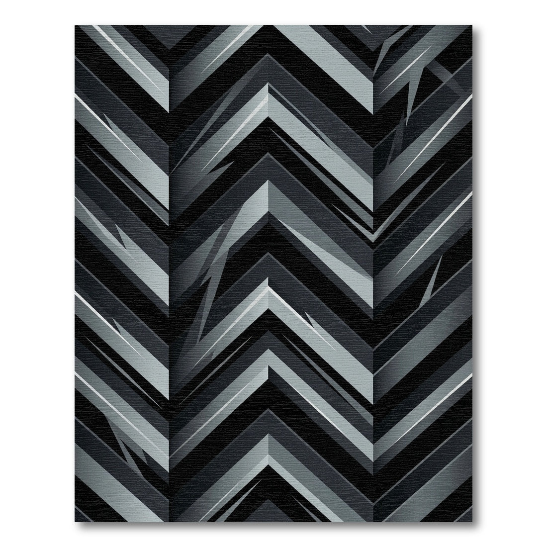 Modern Monochromatic Geometric Chevron Layered Rug