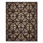 Ornate Dark Wood Gothic Floral Trellis Rug