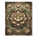 Vintage Earthy Beige Lotus Medallion Rug