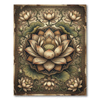 Vintage Earthy Beige Lotus Medallion Rug