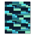 Modern Teal and Cyan Geometric Block Rug