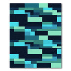 Modern Teal and Cyan Geometric Block Rug
