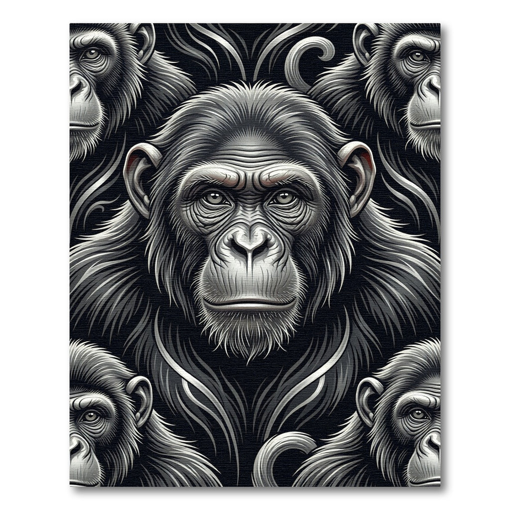 Monochromatic Chimpanzee Portrait Graphic Rug