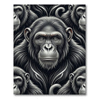 Monochromatic Chimpanzee Portrait Graphic Rug