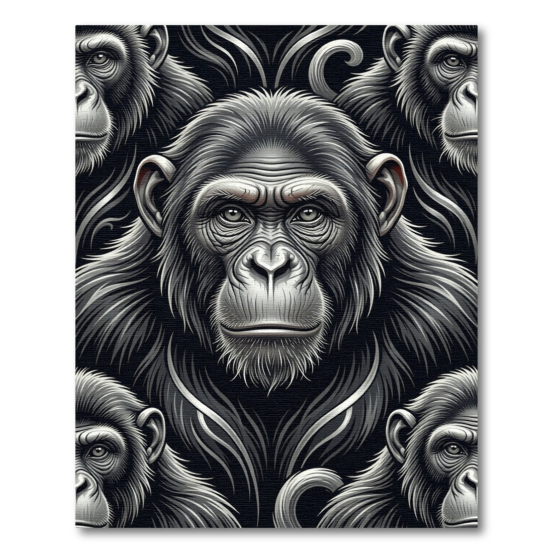 Monochromatic Chimpanzee Portrait Graphic Rug