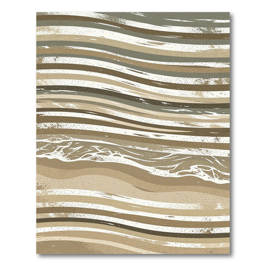 Contemporary Earthy Wavy Line Aesthetic Rug