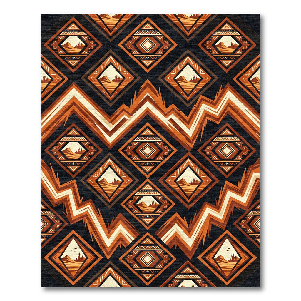 Terracotta Earthy Geometric Desert Diamond Rug