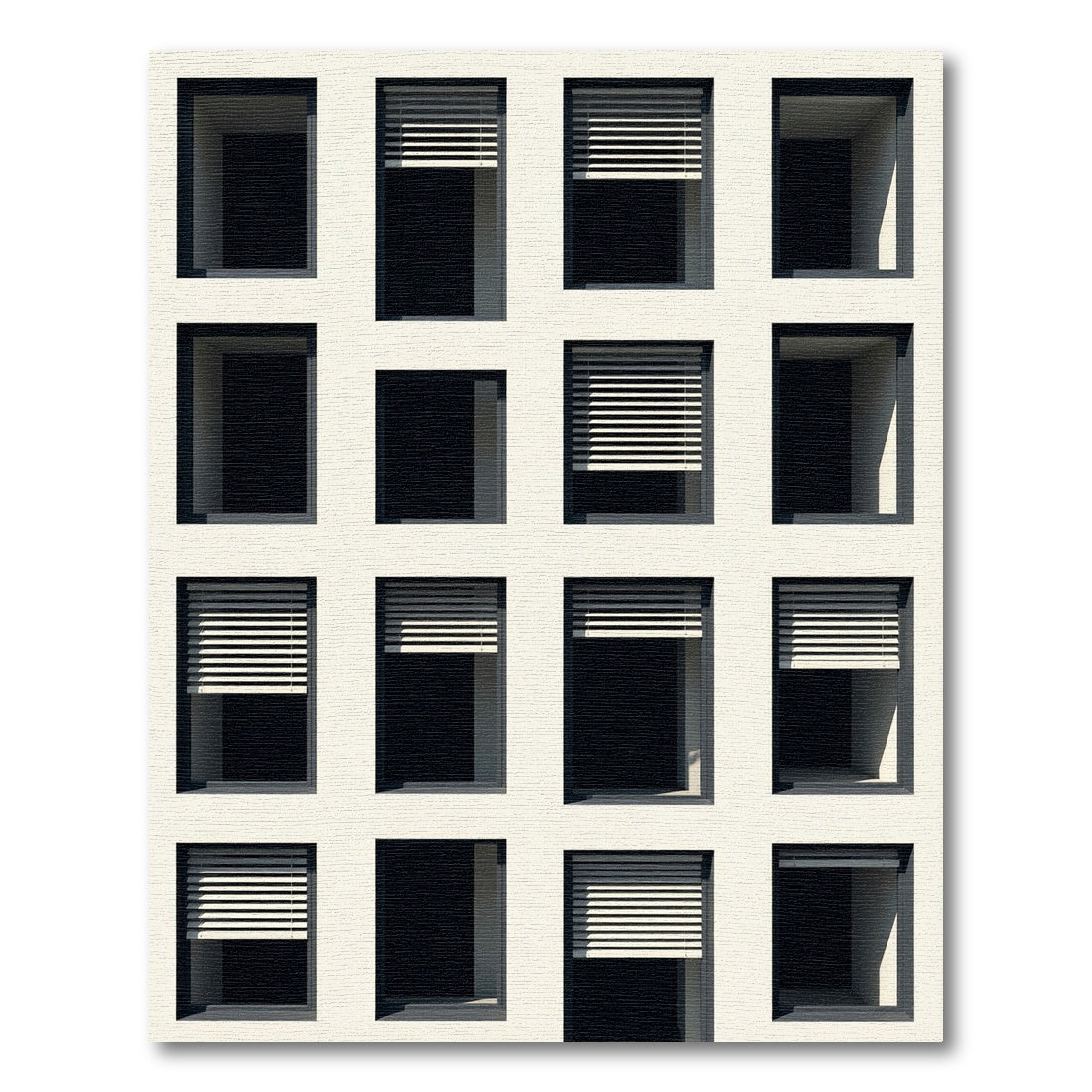 Minimalist Monochromatic Architectural Window Grid Rug