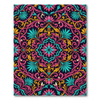 Pink Teal Gold Floral Swirl Rug