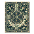 Elegant Deep Green Floral Medallion Rug