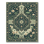 Elegant Deep Green Floral Medallion Rug
