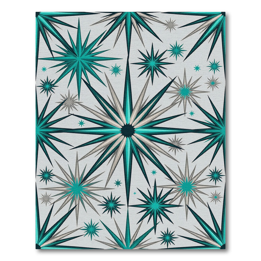 Teal White Starburst Burst Rug